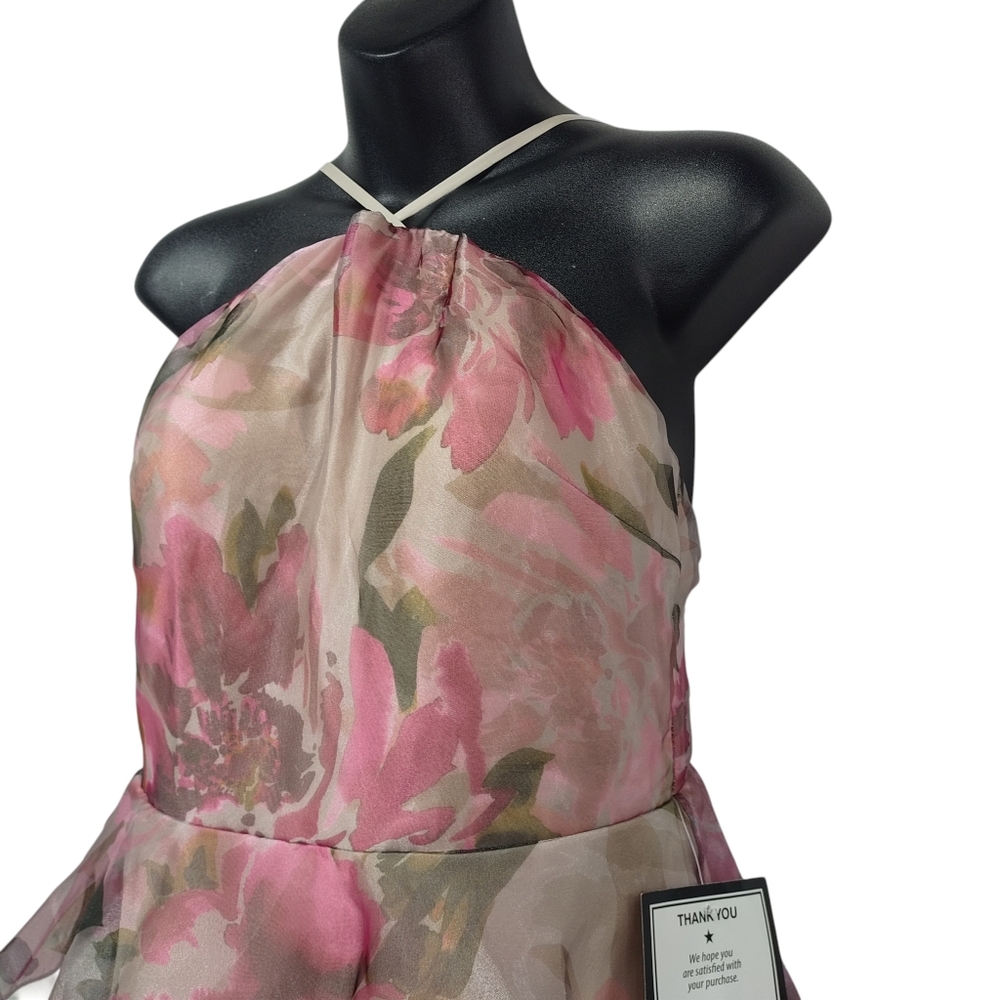 Speechless Floral Halter Neck Tiered Maxi Dress Pink Ruffle Layered Formal 7 NWT - Picture 5 of 15